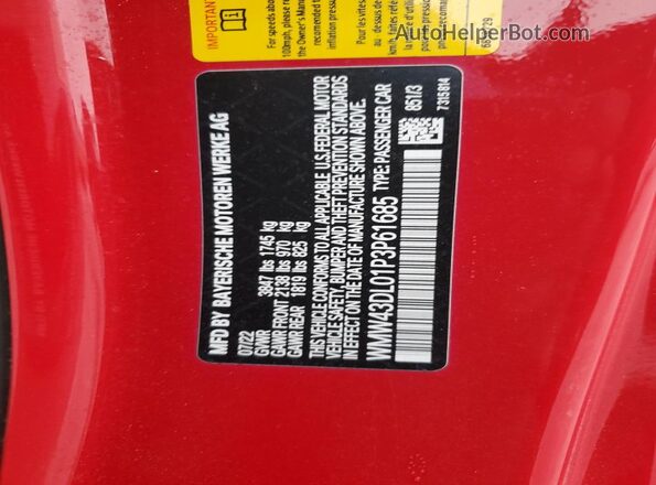 WMW43DL01P3P61685 2023 MINI COOPER Red VIN კოდის სტიკერის ხედი