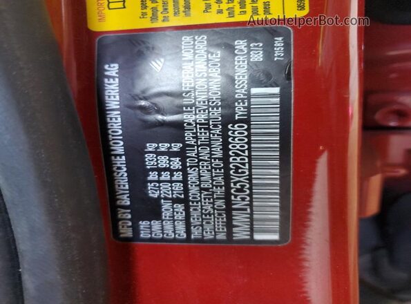 WMWLN5C5XG2B28666 2016 MINI COOPER Красный Вид подкапотного пространства