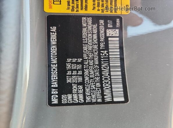 WMWXR3C04M2N11154 2021 MINI COOPER Gray Vista del compartimento del motor