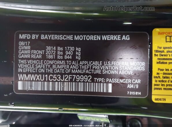 WMWXU1C53J2F79992 2018 MINI HARDTOP Black Engine compartment view