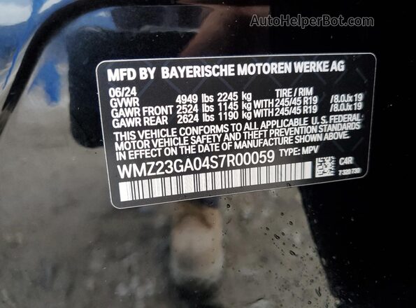WMZ23GA04S7R00059 2025 MINI COUNTRYMAN Black Вид наклейки з VIN-кодом