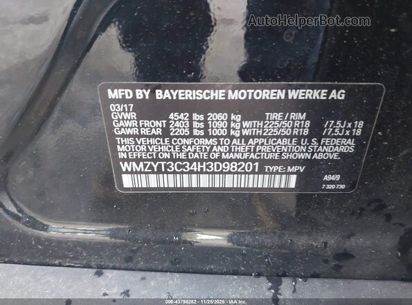 WMZYT3C34H3D98201 2017 MINI COUNTRYMAN Black Vista del compartimento del motor
