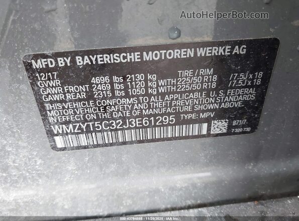 WMZYT5C32J3E61295 2018 MINI COUNTRYMAN Gray Vista del compartimento del motor