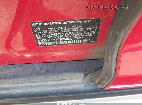 WMZYT5C53K3G94007 2019 MINI COUNTRYMAN Red Вид підкапотного простору