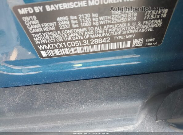 WMZYX1C05L3L28842 2020 MINI COUNTRYMAN Blue Շարժիչի բաժամունքի տեսք