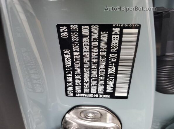 WP0AB2Y10SSA41603 2025 PORSCHE TAYCAN Teal Vista del compartimento del motor