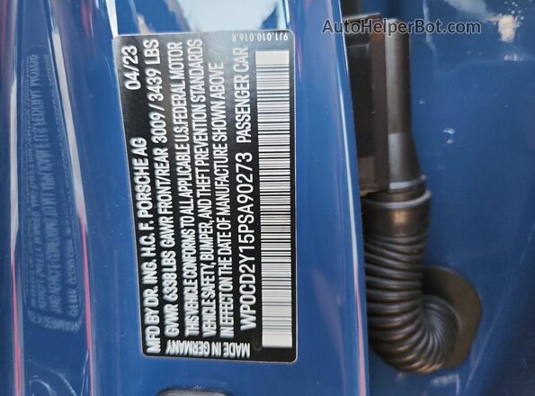 WP0CD2Y15PSA90273 2023 PORSCHE TAYCAN Blue Widok komory silnika