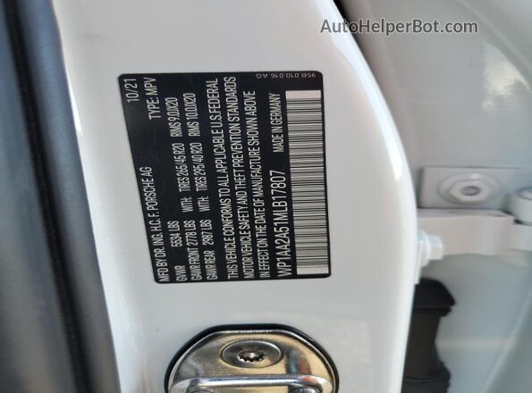 WP1AA2A51MLB17807 2021 PORSCHE MACAN White VIN sticker view