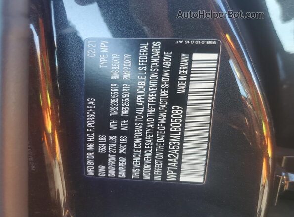 WP1AA2A53MLB05089 2021 PORSCHE MACAN Charcoal Widok wnętrza 360 stopni