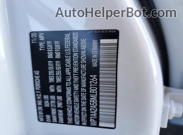WP1AA2A58MLB01264 2021 PORSCHE MACAN White Vista de la etiqueta del VIN