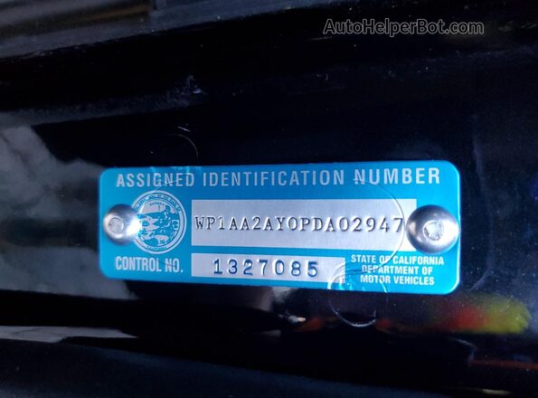 WP1AA2AY0PDA02947 2023 PORSCHE CAYENNE Black Widok naklejki z numerem VIN