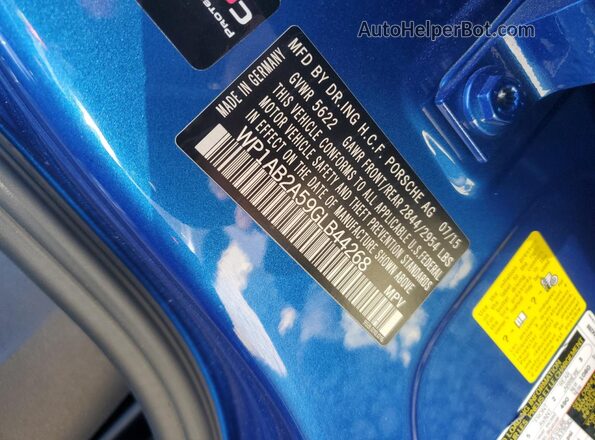WP1AB2A59GLB44268 2016 PORSCHE MACAN Blue Widok naklejki z numerem VIN