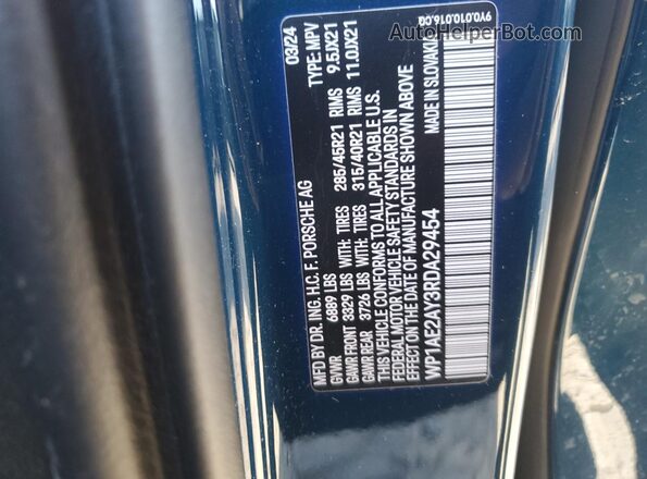WP1AE2AY3RDA29454 2024 PORSCHE CAYENNE Teal Панорамний вид салону 360°