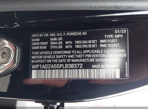 WP1AG2A55PLB38372 2023 PORSCHE MACAN Black Շարժիչի բաժամունքի տեսք