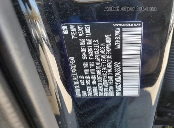 WP1AG2AY0MDA33092 2021 PORSCHE CAYENNE Black Շարժիչի բաժամունքի տեսք