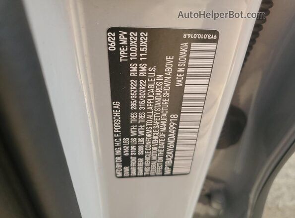 WP1BA2AY6NDA49918 2022 PORSCHE CAYENNE Белый Вид подкапотного пространства