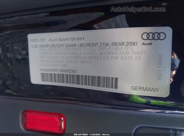 WUAAWCF51MA902392 2021 AUDI RS5 Black Widok komory silnika