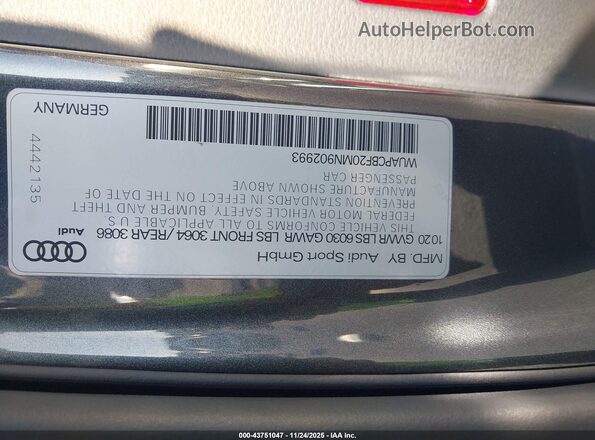 WUAPCBF20MN902993 2021 AUDI RS7 Gray Vista del compartimento del motor