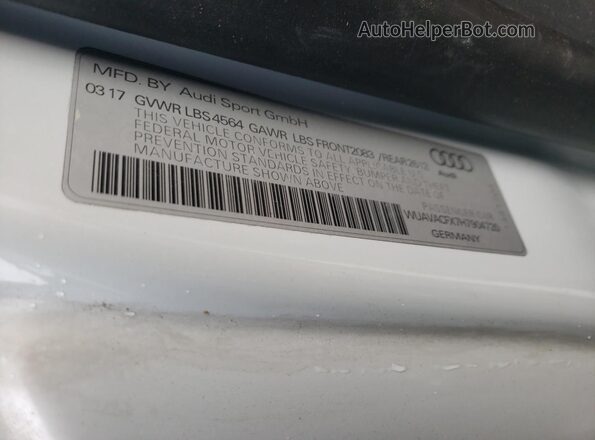 WUAVACFX7H7904720 2017 AUDI R8 Белый Вид подкапотного пространства