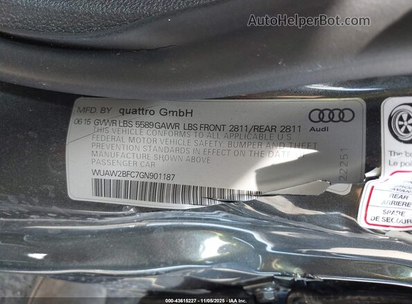 WUAW2BFC7GN901187 2016 AUDI RS7 Gray Շարժիչի բաժամունքի տեսք