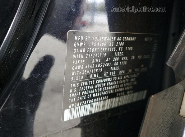 WVGAV7AX8GW596309 2016 VOLKSWAGEN TIGUAN Черный Вид наклейки с VIN-кодом