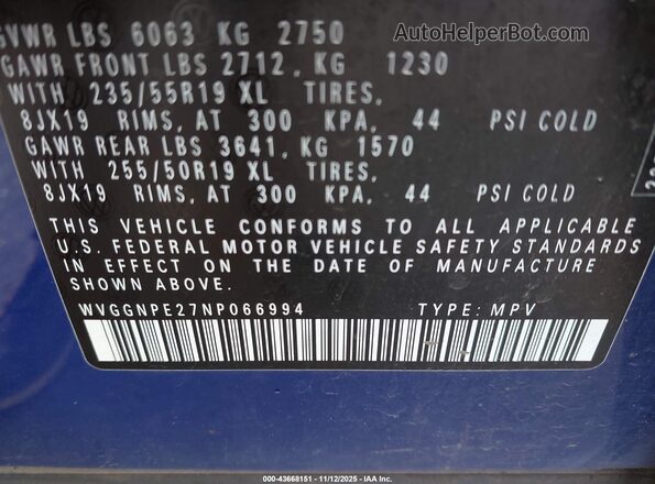 WVGGNPE27NP066994 2022 VOLKSWAGEN ID.4 Blue 