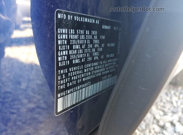 WVGTMPE25MP066072 2021 VOLKSWAGEN ID.4 Blue Панорамний вид салону 360°