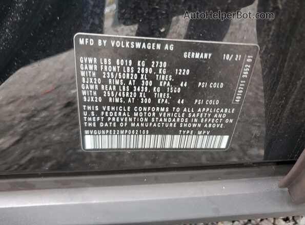 WVGUNPE22MP062109 2021 VOLKSWAGEN ID.4 Black Vista de la etiqueta del VIN
