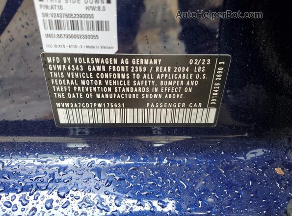WVW3A7CD7PW175631 2023 VOLKSWAGEN GTI Blue Շարժիչի բաժամունքի տեսք
