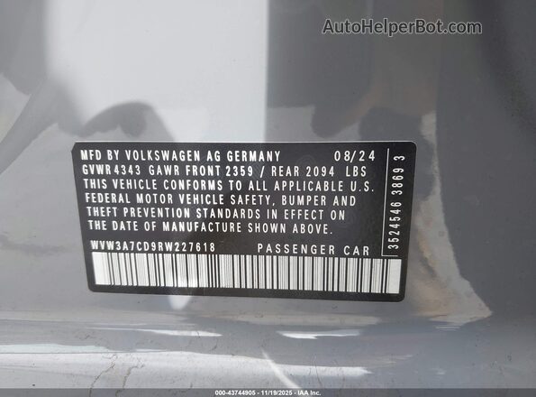 WVW3A7CD9RW227618 2024 VOLKSWAGEN GOLF Gray Շարժիչի բաժամունքի տեսք