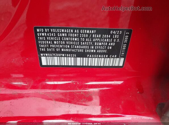 WVW8A7CD8PW190225 2023 VOLKSWAGEN GOLF Red Engine compartment view