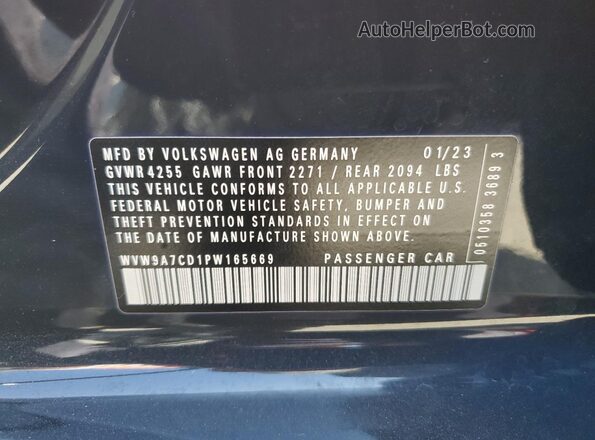 WVW9A7CD1PW165669 2023 VOLKSWAGEN GTI Угольный Вид наклейки с VIN-кодом