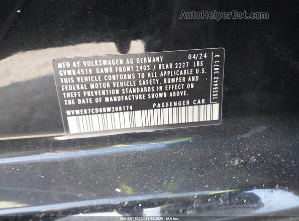 WVWEB7CD6RW208174 2024 VOLKSWAGEN GOLF Black Вид підкапотного простору