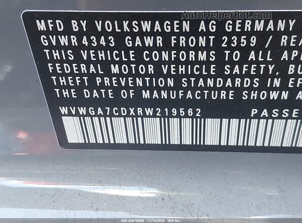 WVWGA7CDXRW219562 2024 VOLKSWAGEN GOLF Серый Вид подкапотного пространства