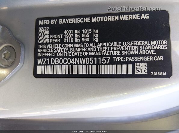 WZ1DB0C04NW051157 2022 TOYOTA GR SUPRA Silver Շարժիչի բաժամունքի տեսք
