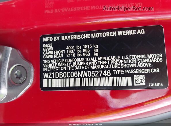 WZ1DB0C06NW052746 2022 TOYOTA GR SUPRA Red Widok komory silnika