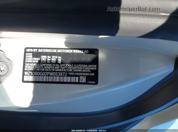 WZ1DB0G02PW053972 2023 TOYOTA GR SUPRA White Vista del compartimento del motor