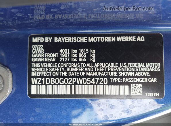 WZ1DB0G02PW054720 2023 TOYOTA GR SUPRA Blue Engine compartment view