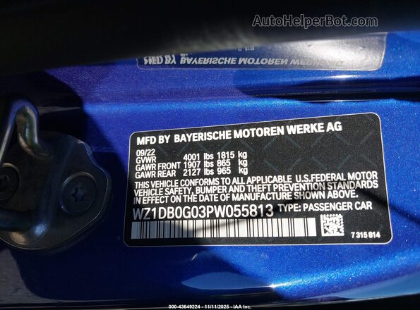 WZ1DB0G03PW055813 2023 TOYOTA GR SUPRA Blue Engine compartment view
