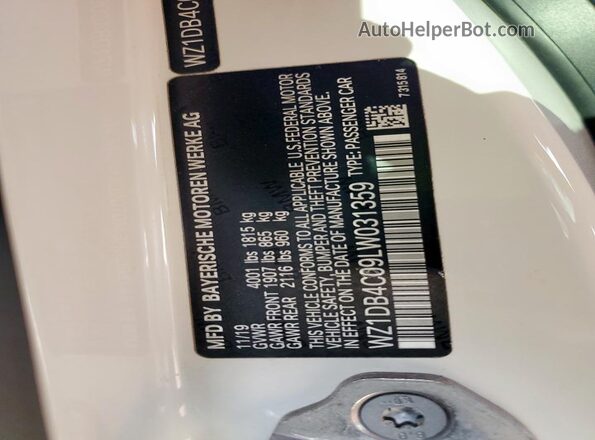 WZ1DB4C09LW031359 2020 TOYOTA SUPRA Белый Вид подкапотного пространства
