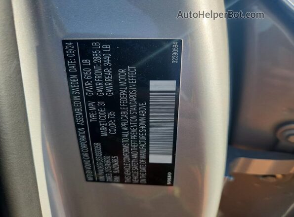 YV4062PJ3S1333358 2025 VOLVO XC90 Silver VIN კოდის სტიკერის ხედი