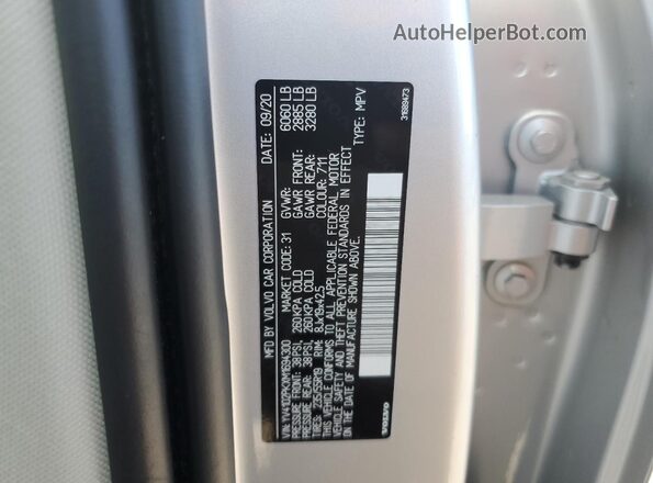 YV4102PKXM1694300 2021 VOLVO XC90 Silver VIN კოდის სტიკერის ხედი