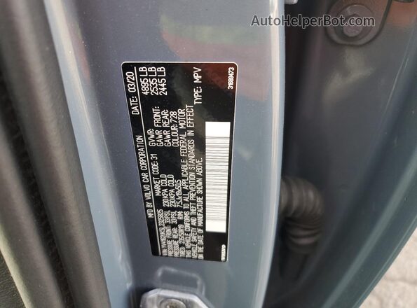 YV4162UK5L2325825 2020 VOLVO XC40 Blue VIN კოდის სტიკერის ხედი