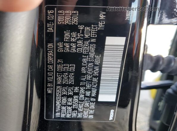 YV440MBX2G1259528 2016 VOLVO XC70 Black Widok naklejki z numerem VIN