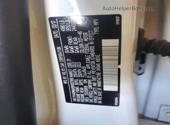 YV440MWK8H1037995 2017 VOLVO V60 White Widok komory silnika