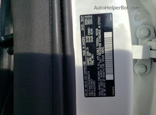 YV4A221K4N1809770 2022 VOLVO XC90 White Engine compartment view