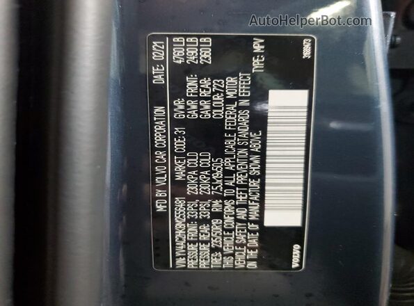 YV4AC2HK8M2556481 2021 VOLVO XC40 Blue 