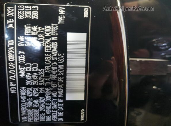 YV4BR0CL4M1740894 2021 VOLVO XC90 Black 360 interior view