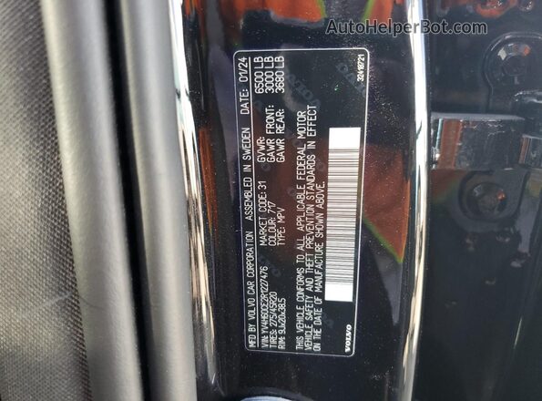 YV4H60CE2R1227476 2024 VOLVO XC90 Black Вид наклейки з VIN-кодом