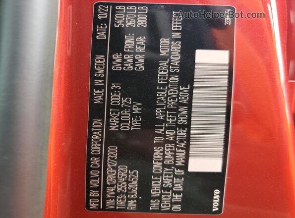 YV4L12RN3P1273200 2023 VOLVO XC60 Red 